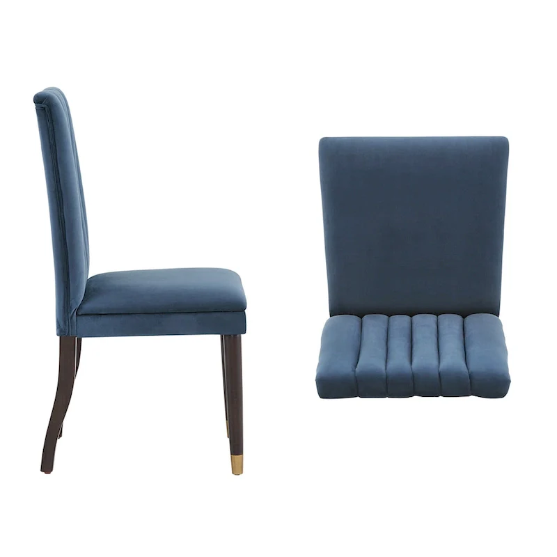 Velvet Channel Back Dining Chairs Set of 2 - Upholstered