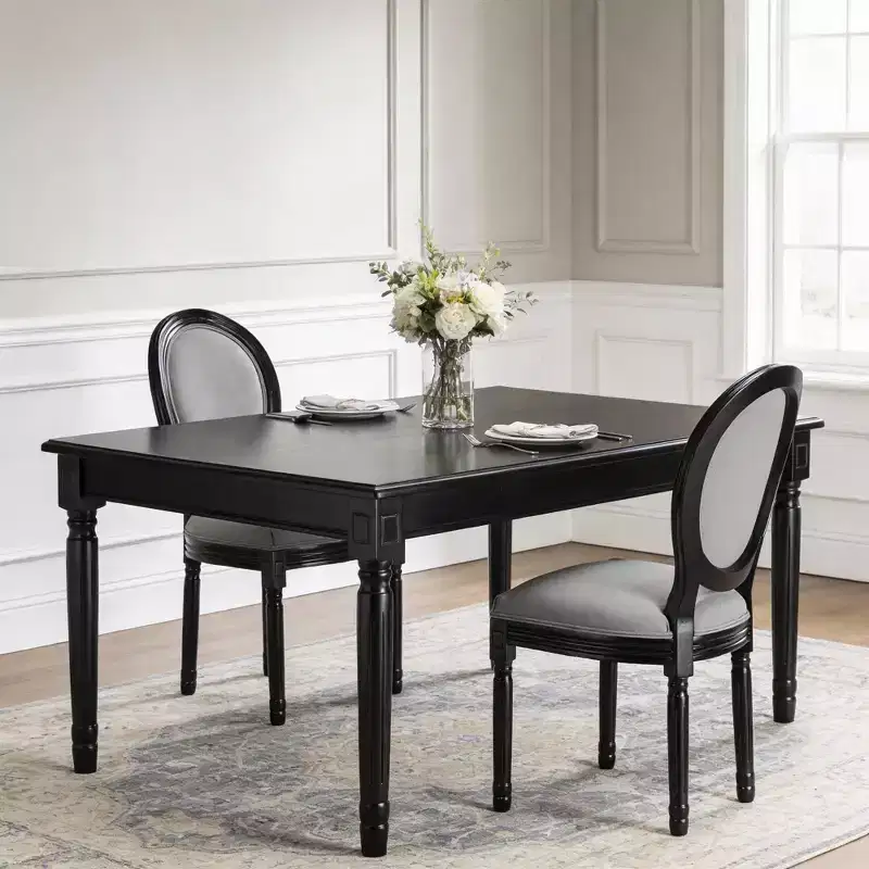 GDFStudio Coini Modern Wooden Linen Upholstered Dining Chairs with Sponge Round Back (Set of 2)