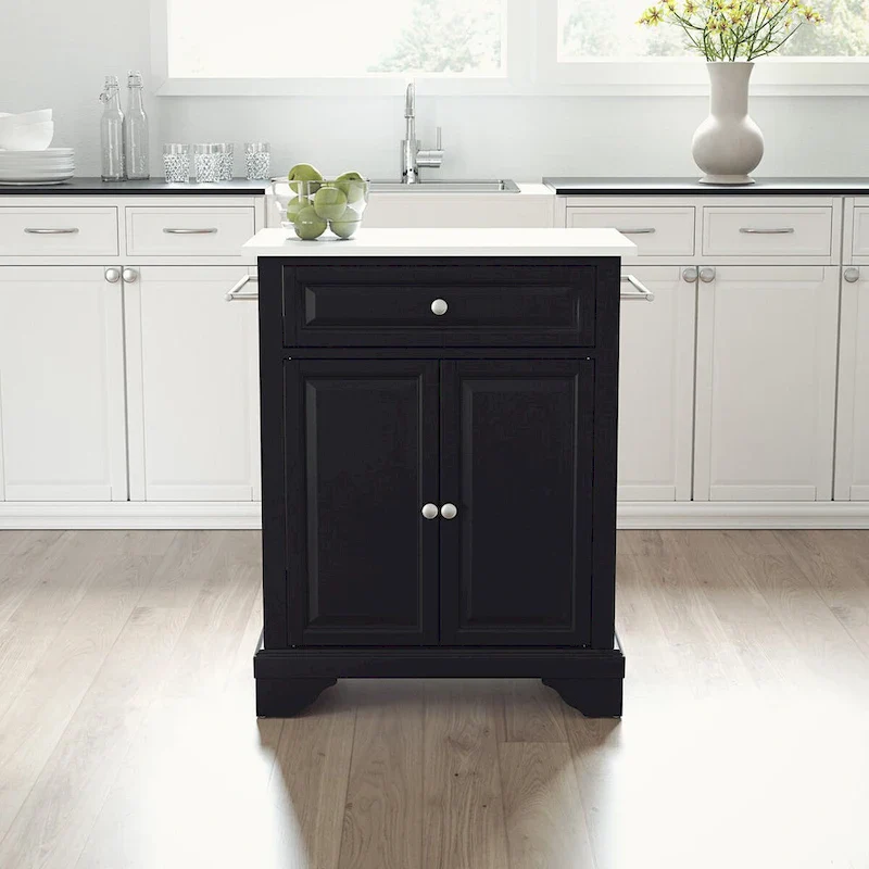 Granite Top Portable Kitchen Island Cart - 31W x 18D x 35.5H