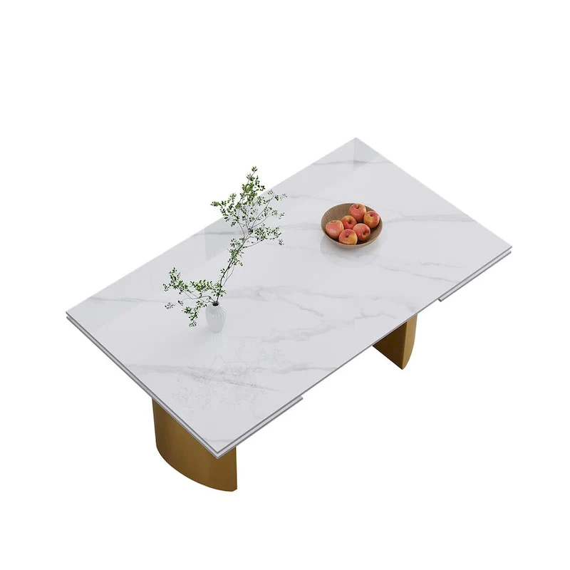 9 - Piece 94.48 Extendable Sintered Stone Dining Table with 8 Chairs Dining Set