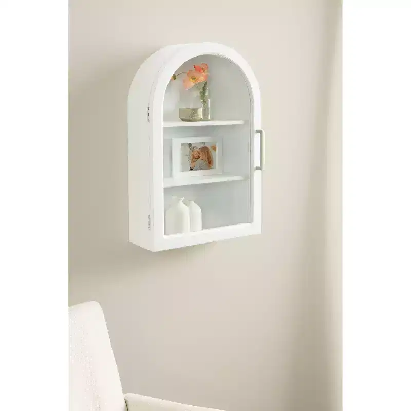 Kate and Laurel Arcott Arch Wall Cabinet, 16x7x24 White