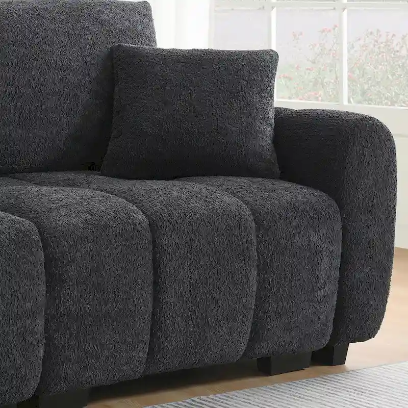 100 L-Shaped Sofa Boucle Fabric Couch with Movable Ottoman