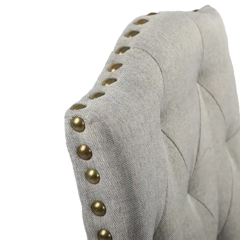 Solid Wood Tufted Dining Chairs, Kitchen Dining Room Chairs with Bronze Nailhead Trim Set of 2
