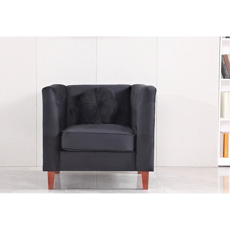 US PRIDE FURNITURE Velvet Classic Chesterfield Chair with Wood legs