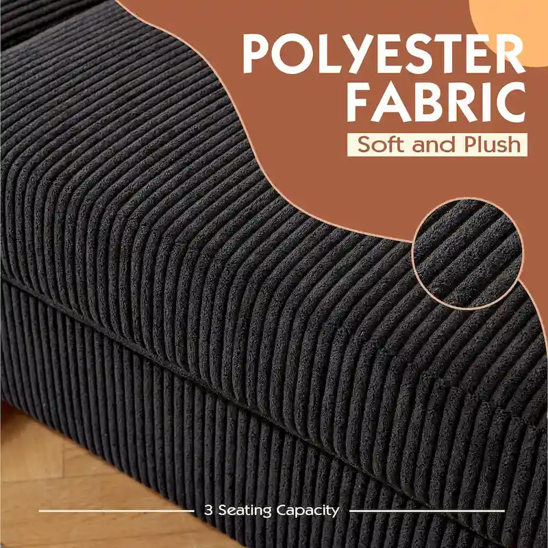 L-Shaped Reversible Chaise Sofa - Polyester Fabric - 3 Seater