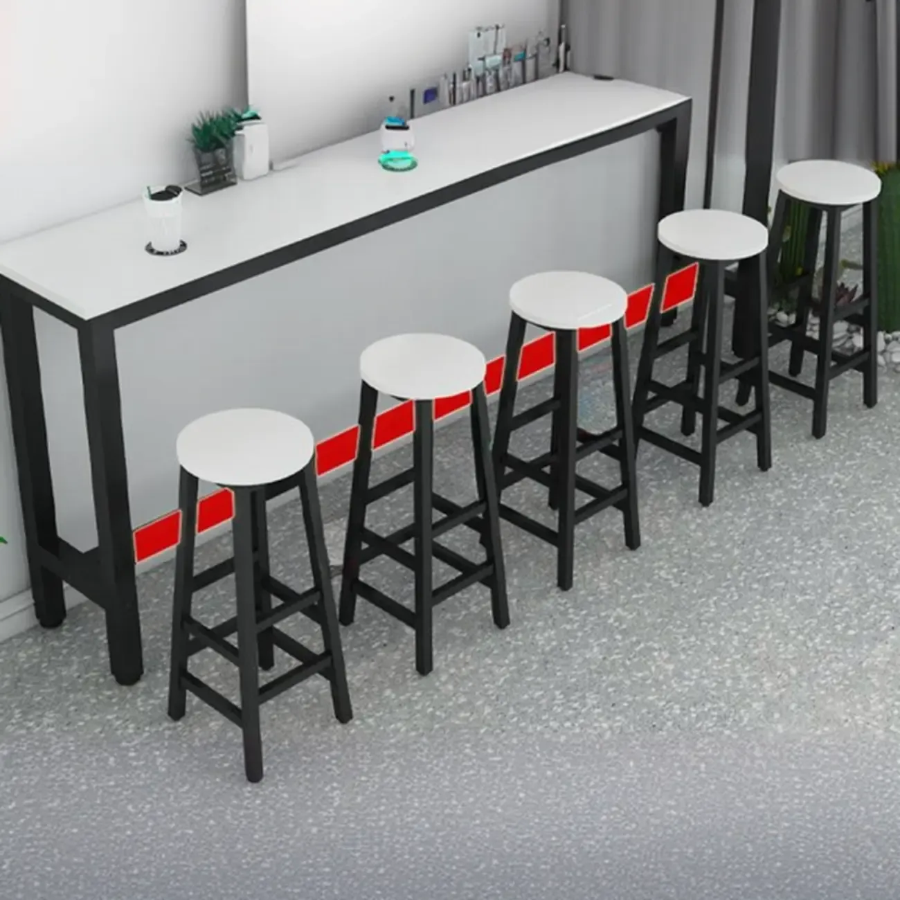 Modern White Metal Fixed Top Design Bar Tables