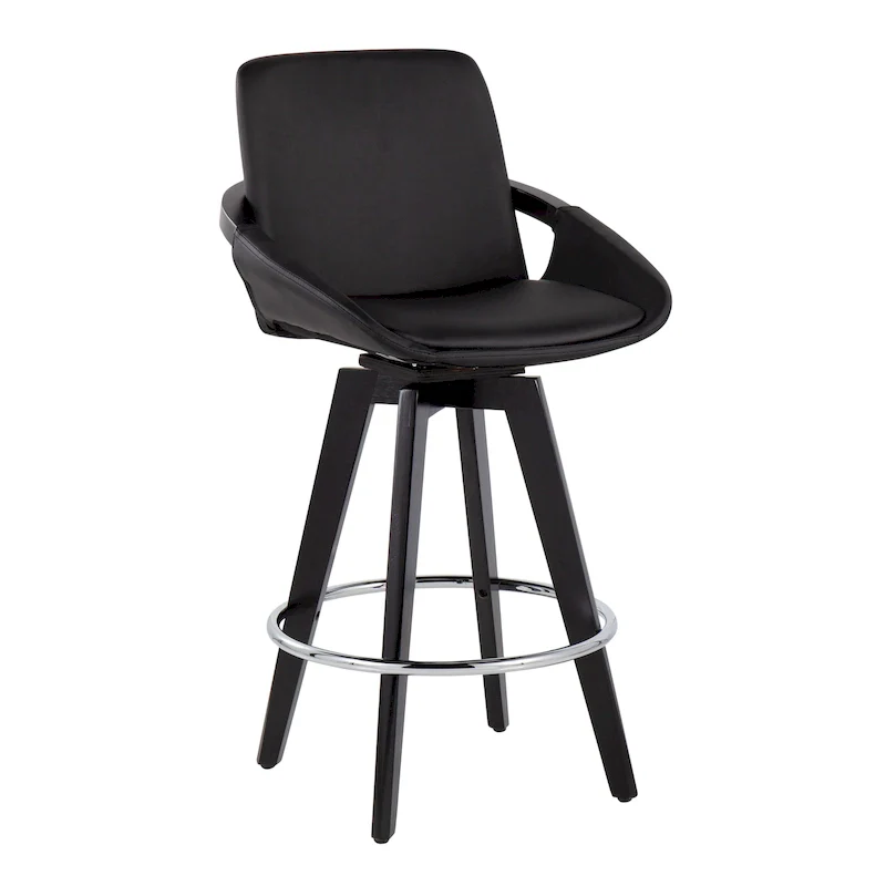 Carson Carrington Pugo Fixed-Height Counter Stool with Black Wood Base (Set of 2)