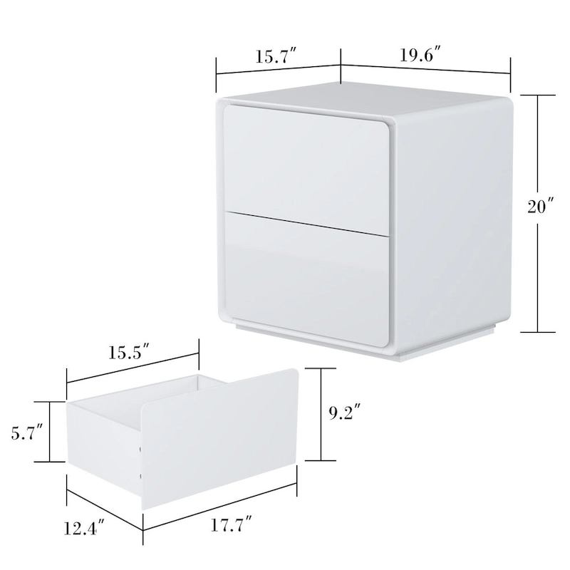 LED Nightstand White Modern Nightstand LED Night Stand Bedside Table