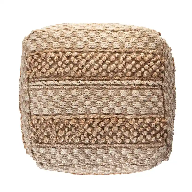 Sevita Natural Jute Checkered Pouf