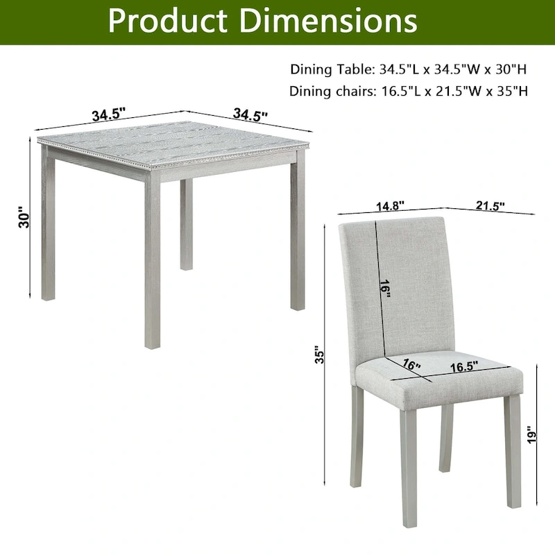 5 Piece Wooden Dining Table Set