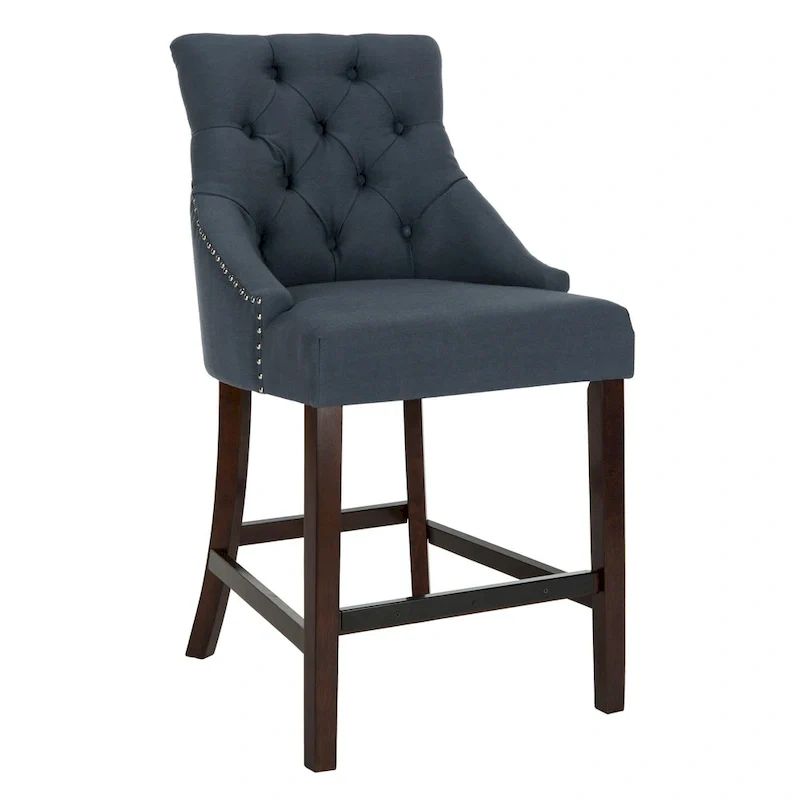 SAFAVIEH Dottie 26-inch Tufted Wing Back Counter Stool - Grey / Espresso (Set of 2) - 22.5 x 25 x 41 - 22.5 x 25 x 41