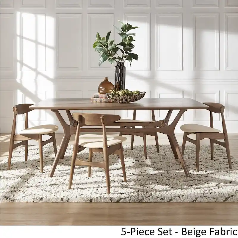 Nadine Dark Walnut Finish Rectangular Dining - Curved Back Chairs