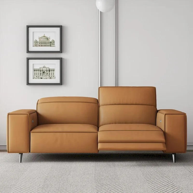 76.77  Modern Leather Recliner Sofa, Power Reclining, Adjustable, Ergonomic Design, Living Room Furniture