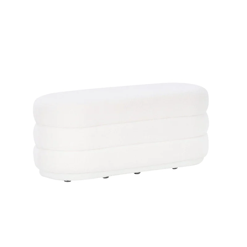 Halley White Oblong Sherpa Ottoman