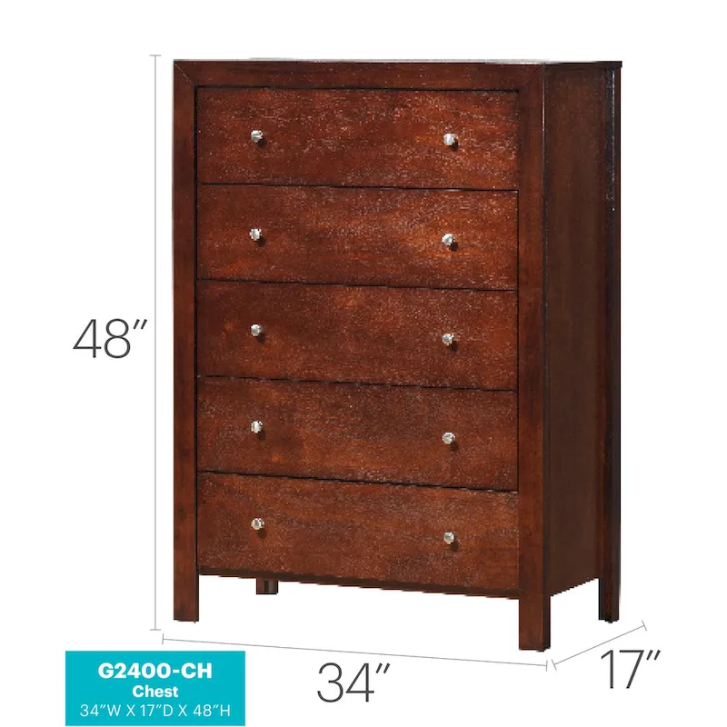 Burlington 5 Drawer Chest of Drawers (34 in L. X 17 in W. X 48 in H)