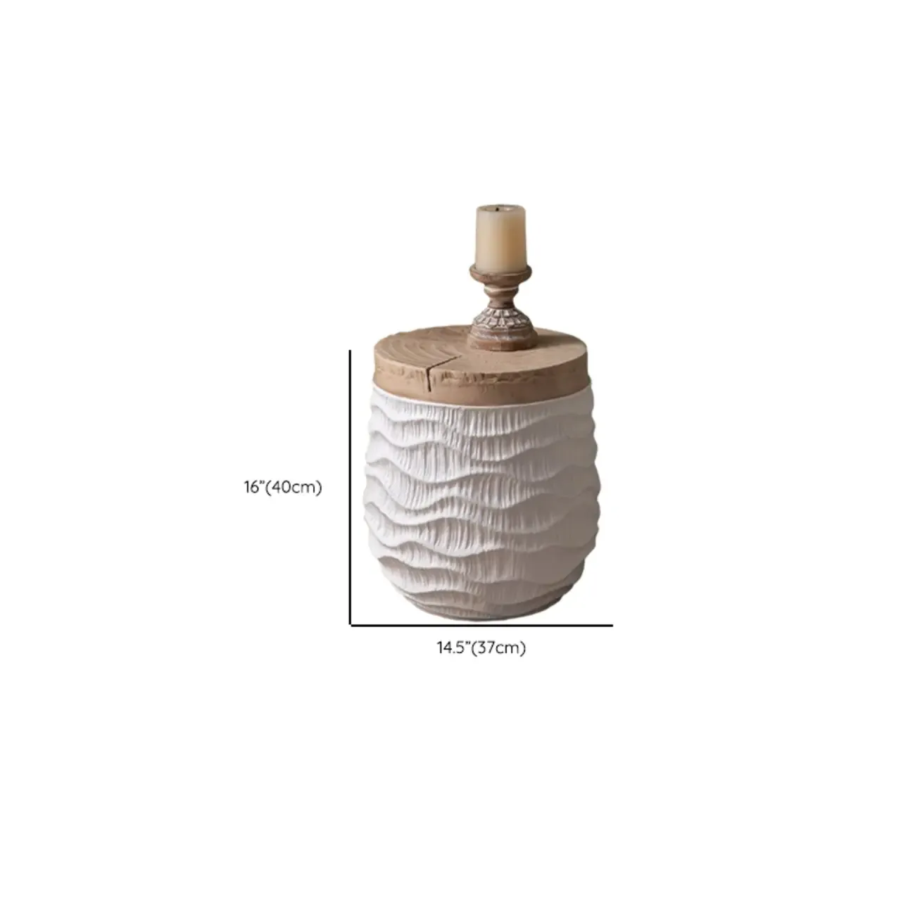 Elegant Drum Design White Wooden Side Table