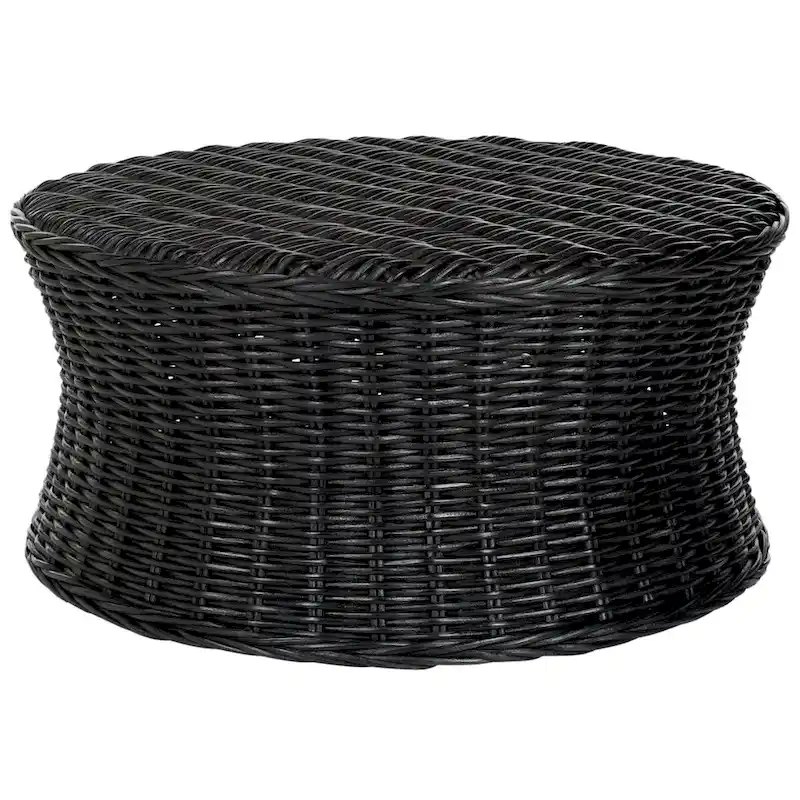 Dark Brown Wicker Ottoman