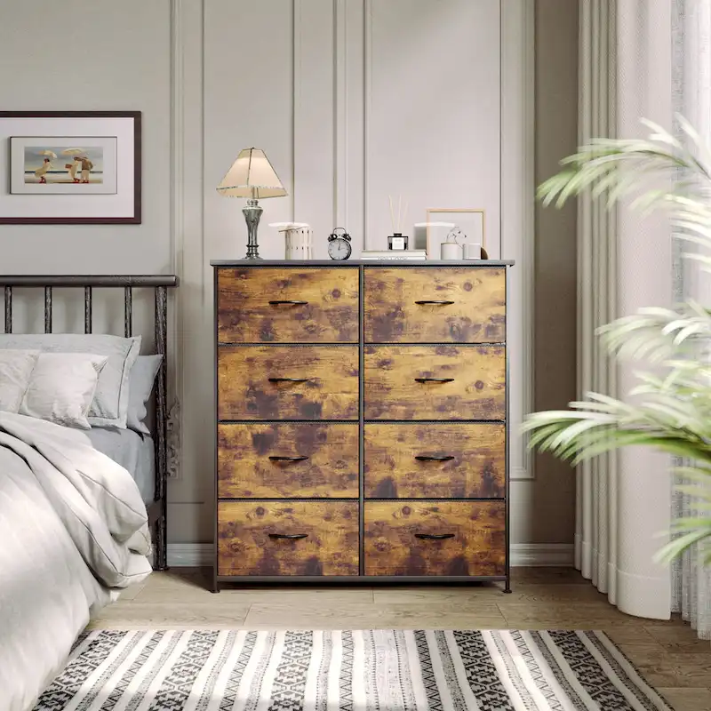 Modern 8-drawers Vertical Fabric Dresser Bedroom Storage Tower