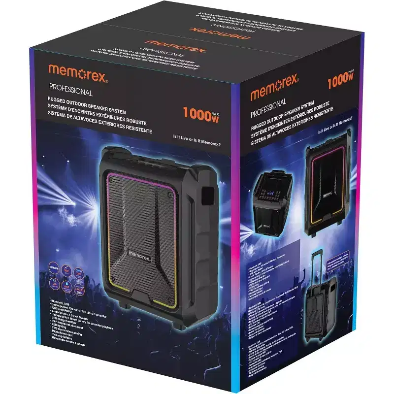 Memorex MX-PSTG1 Waterproof Bluetooth Karaoke Microphone with Built-In Speaker