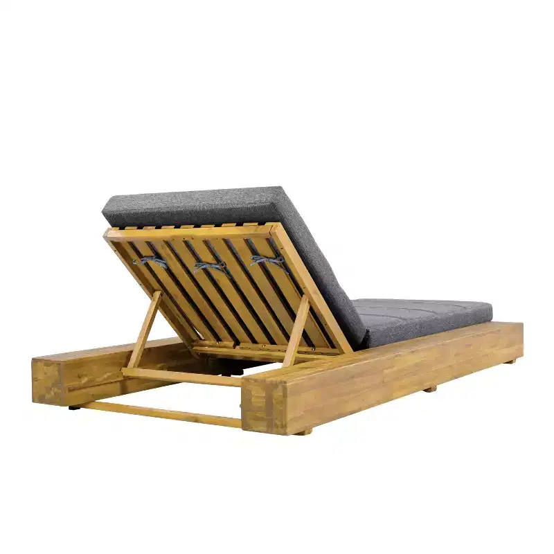 Christopher Knight Home Thomas Patio Acacia Chaise Lounges with Cushion and Adjustable Backrest