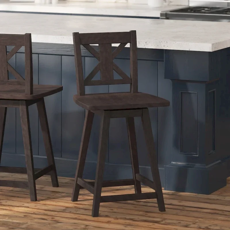 Modern Farmhouse Wooden Swivel Counter Stool