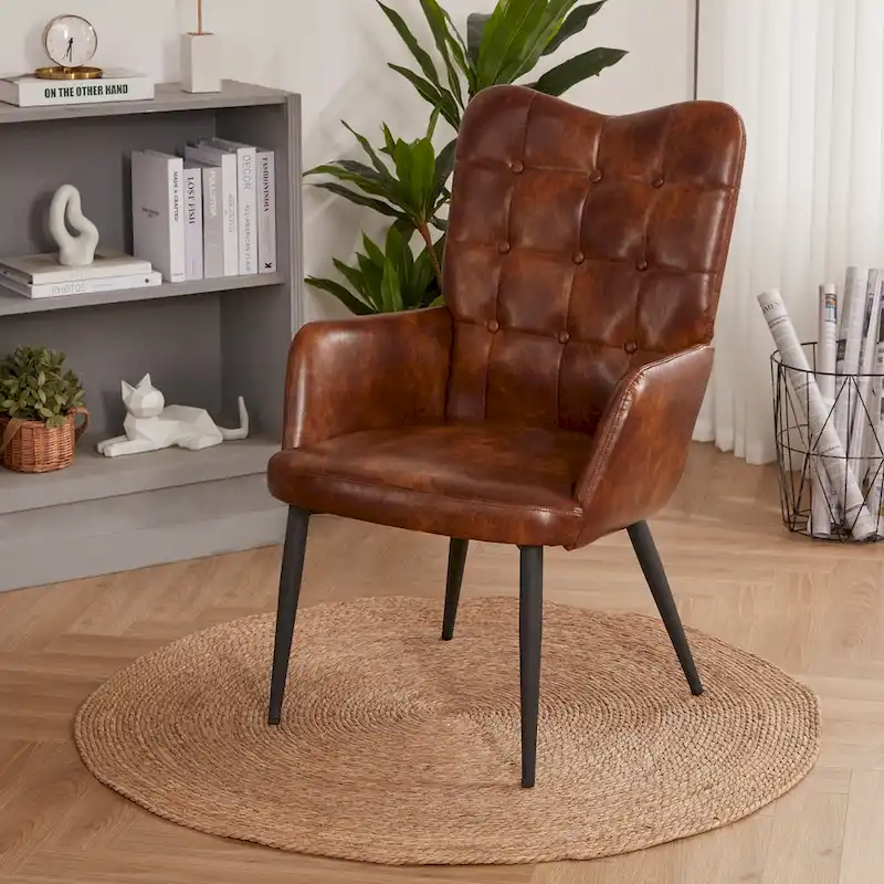 High-back Button Tufted Wingback Accent Chair