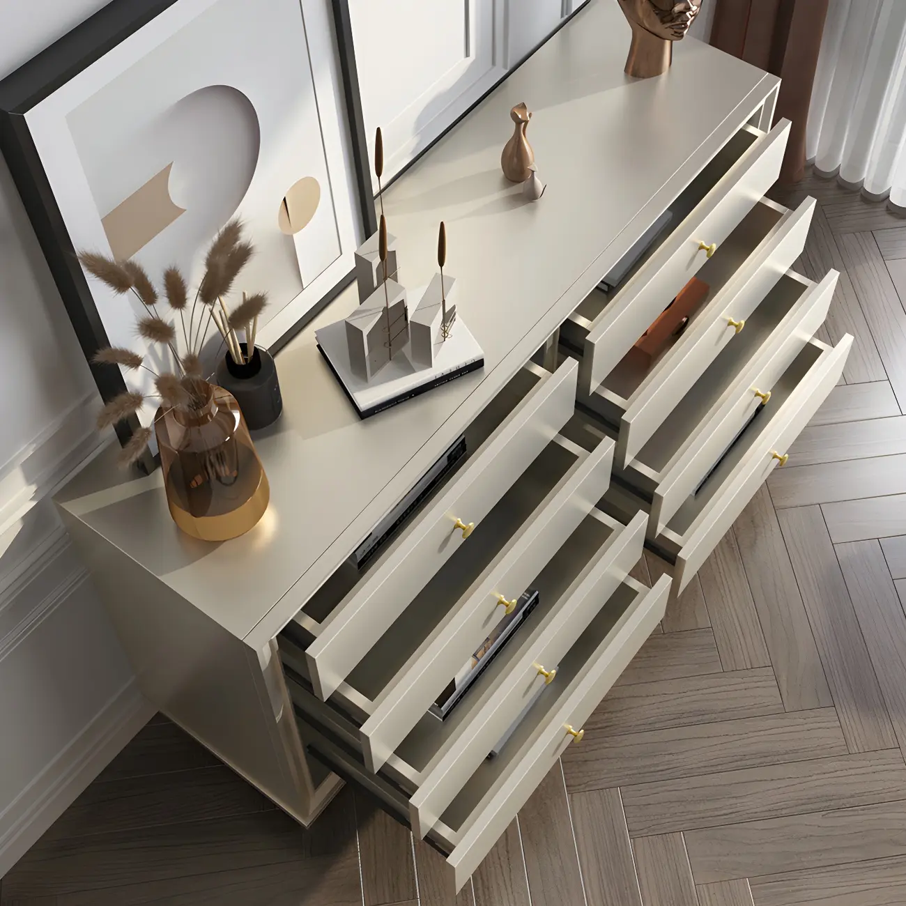 Elegant Off-White Wooden Dressers & Chests with Drawers