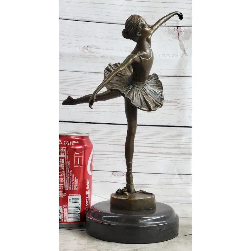 Graceful Ballerina Ballet Dancer Bronze Sculpture Statue Figure On Marble Base