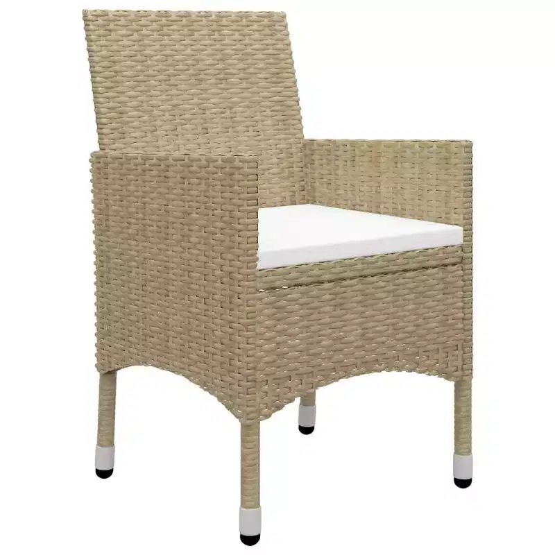 vidaXL Bistro Set Patio Table and Chair Set Poly Rattan and Tempered Glass