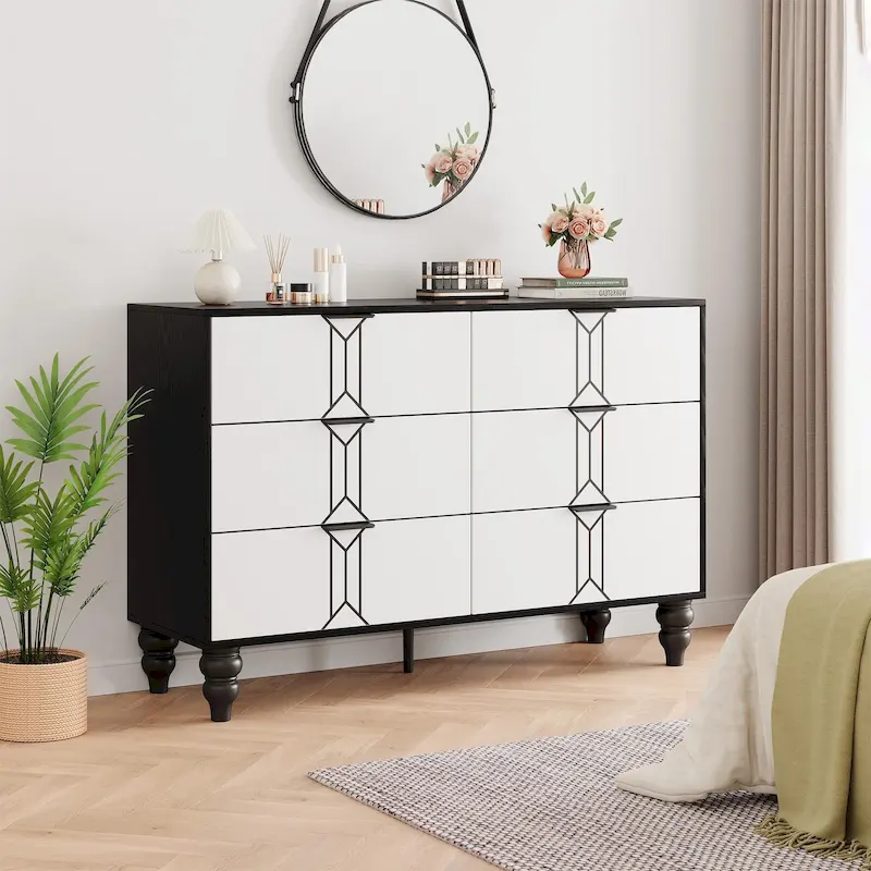 6 Drawer Dresser with Deep Drawers, Modern Wooden Chest Dresser