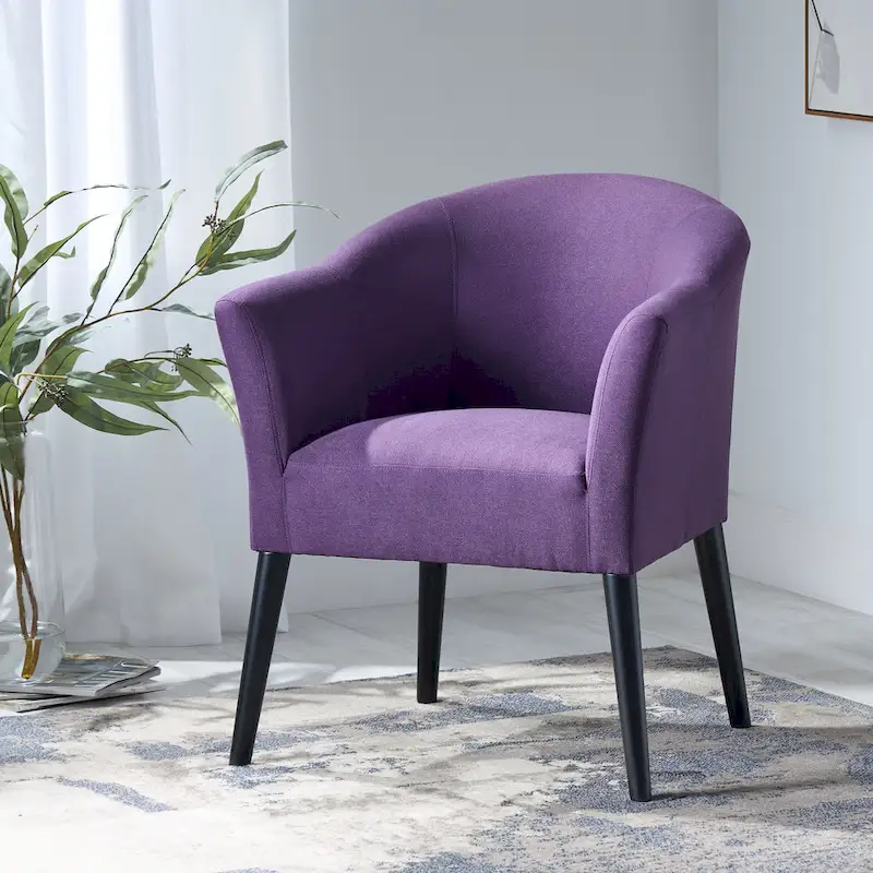 Fabric Upholstered Armchair with Black Birch Wood Legs