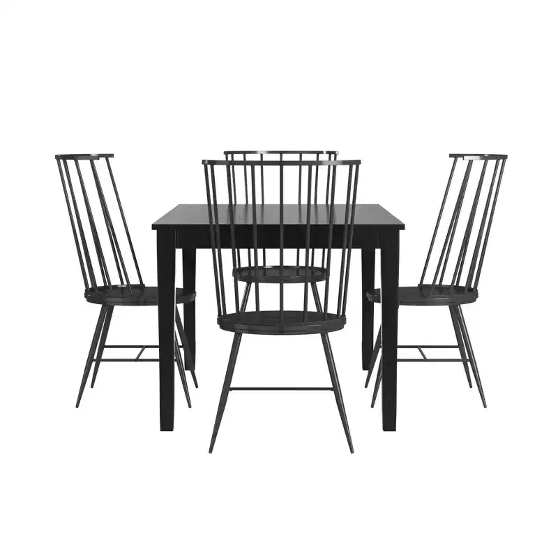 Salido Black Mixed Back Finish Dining Set - 5-Piece - iNSPIRE Q