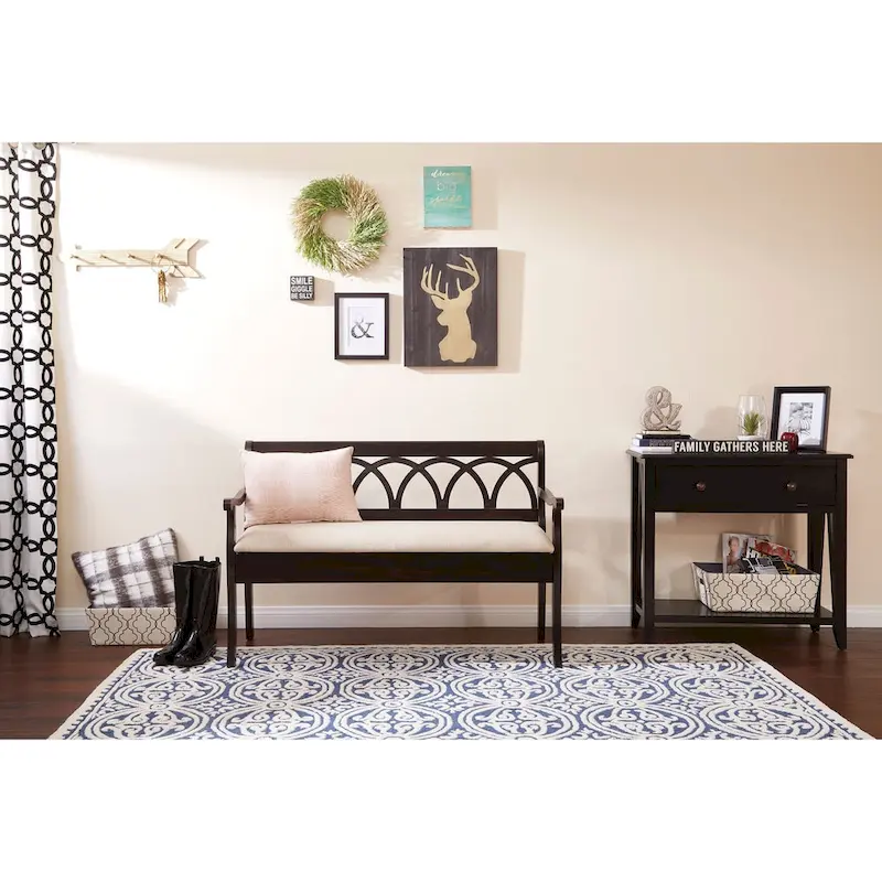 Coventry Storage Bench in Antique Black Frame and Beige Seat Cushion K/D