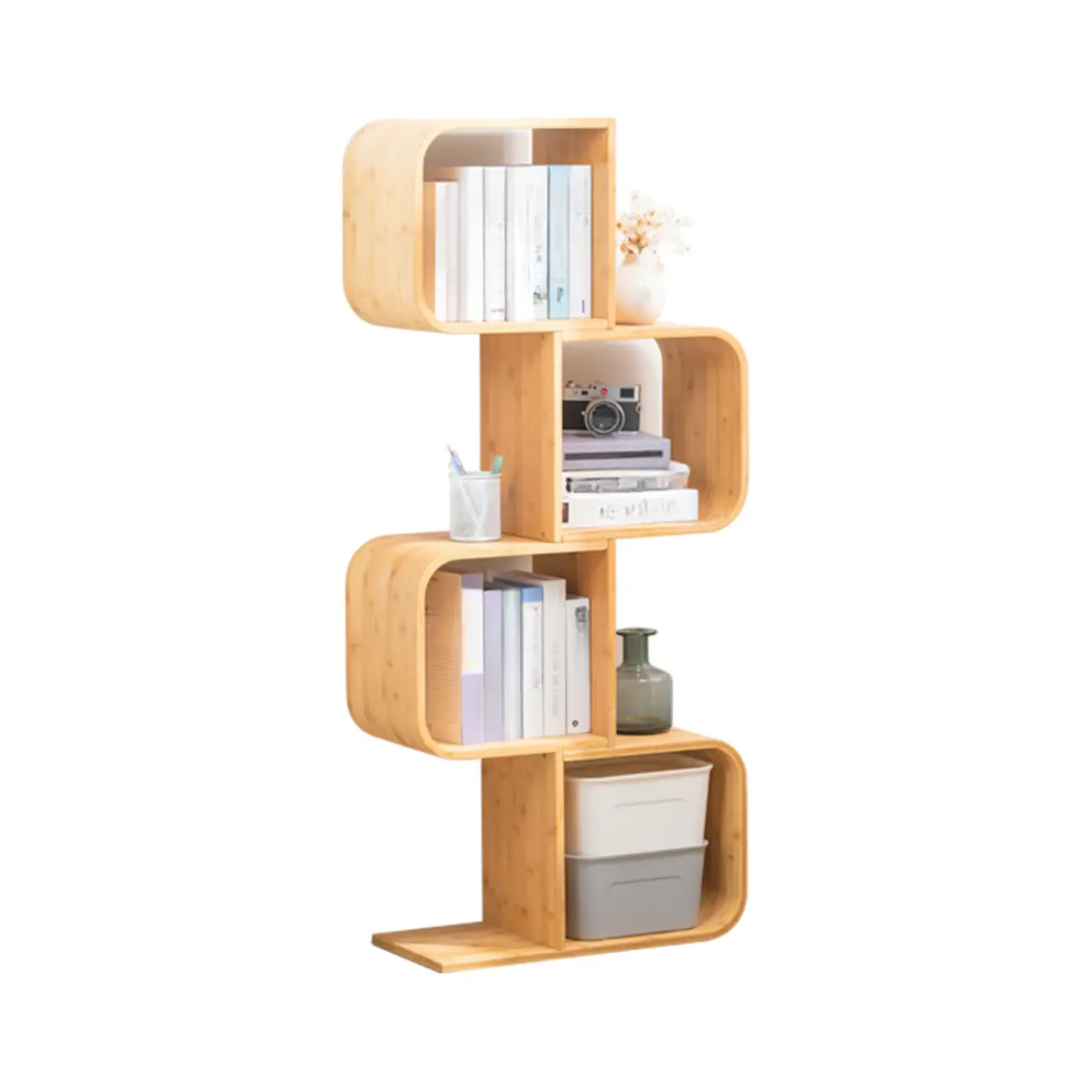 Modern Geometric Open Cube Artistic Oka Bookcase