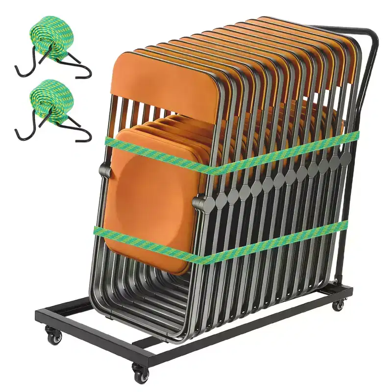 Folding Chair Rack, 300 LBS Capacity, L-Shape Vertical Folding Chair Cart for 25 Chairs, Metal Chair Storage Dolly for Large Business Gatherings
