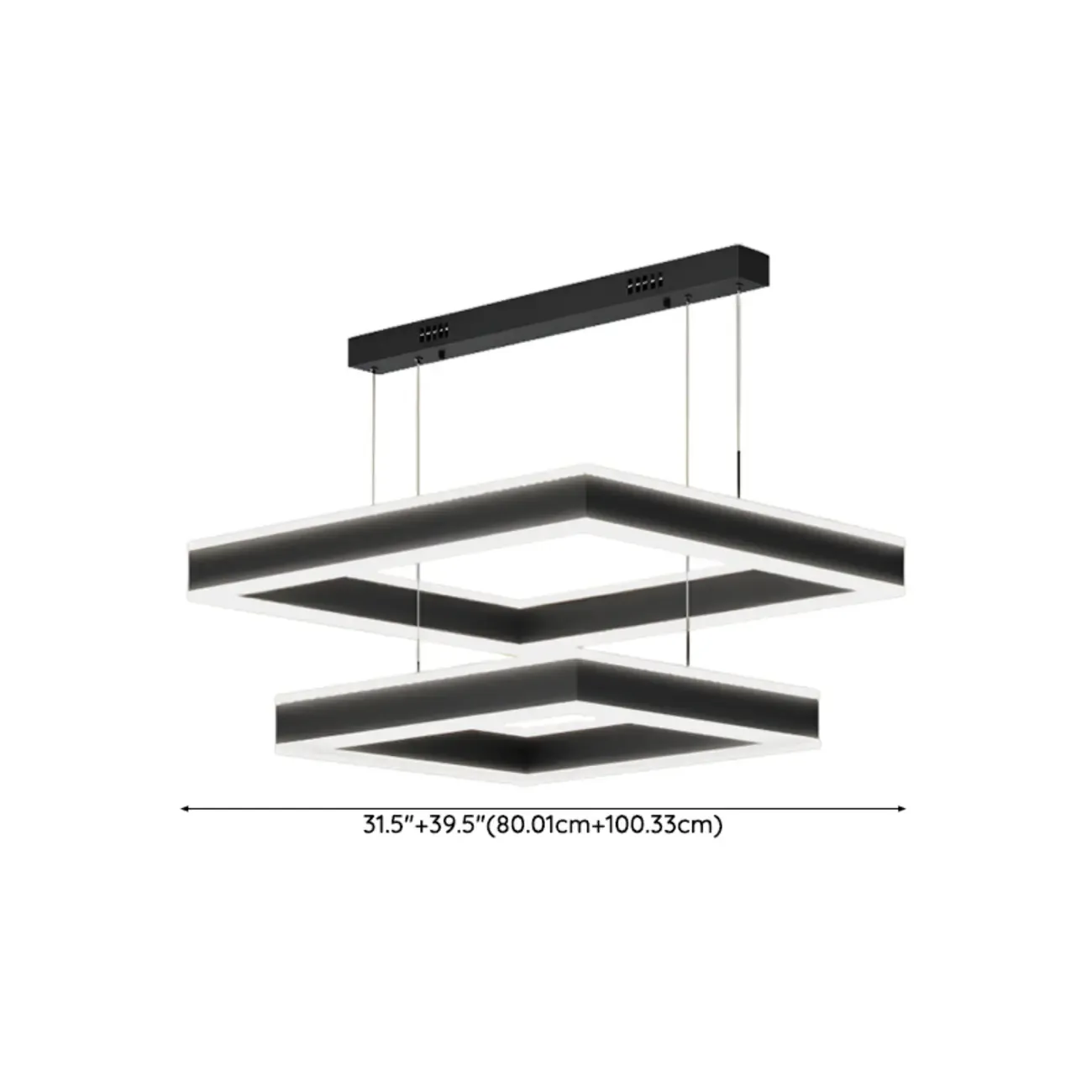 Modern 3-Tier Linear Square Dimmable LED Chandelier