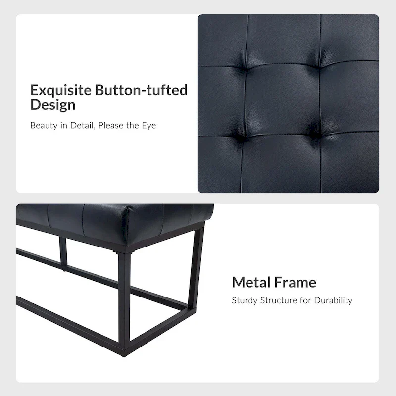 Classic Genuine Leather Bedroom Bench