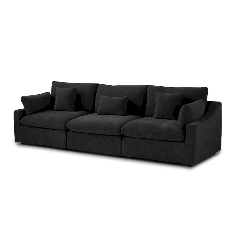 Modern Comfy Linen Sectional Sofa 3-Seater Down Filled Cloud Couch