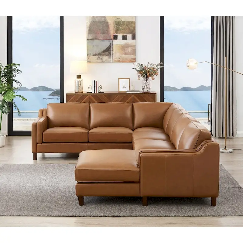 Hydeline Bella Top Grain Leather Right-Facing Sectional Sofa
