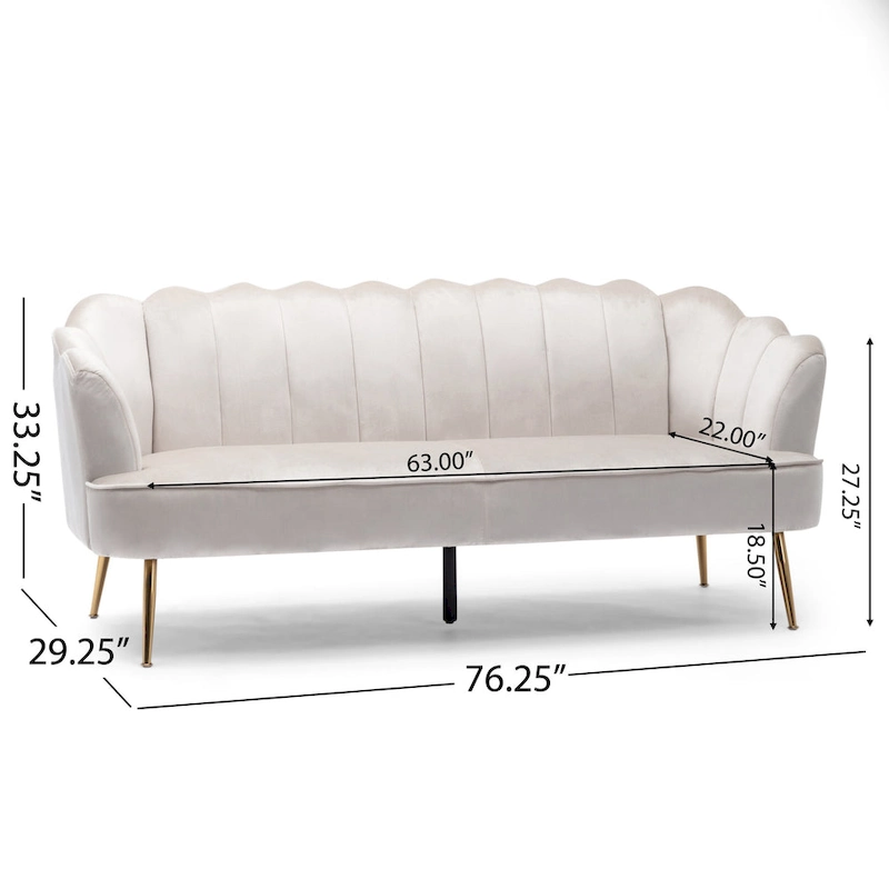 Reitz Glam Velvet Shell 3 Seater Sofa by Christopher Knight Home - 76.25 L x 29.25 W x 33.50 H