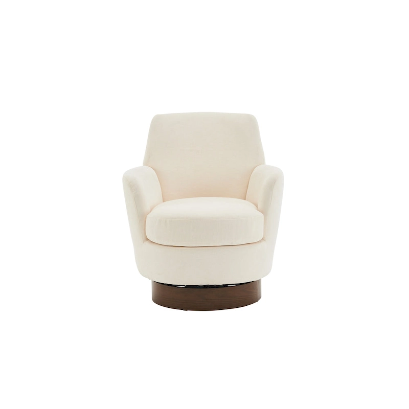 29.3 Upholstered Swivel Barrel Chair with Stainless Steel Base