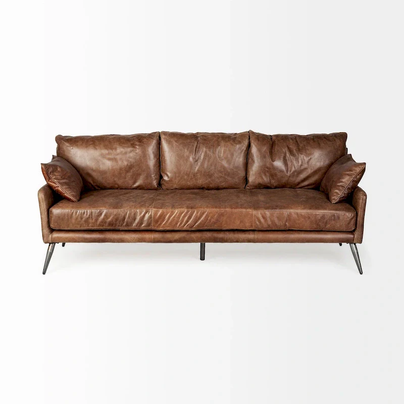 Cochrane II Brown Genuine Leather Sofa - 82.0L x 33.0W x 32.3H