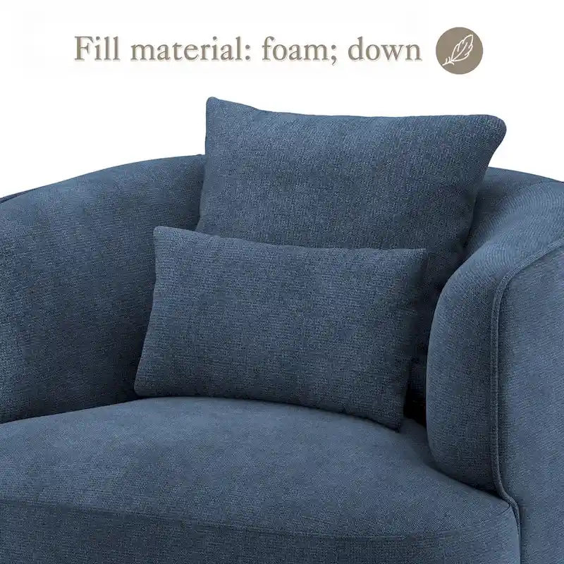 LUE BONA 2 Set Swivel Accent Armchair Fabric Blend, Modern Barrel Living Room Sofa Chair - 32.7  W x 32.7  D x 26.8  H