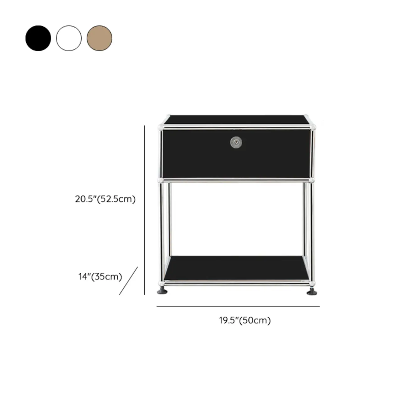 Modern Steel Nightstand with Drawer and Open Shelf