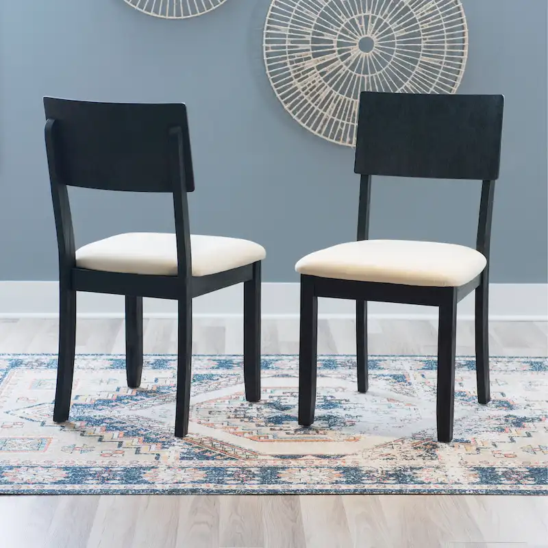 Dark Charcoal/Beige & Greywash/Grey Boho Dining Side Chair, Set of 2