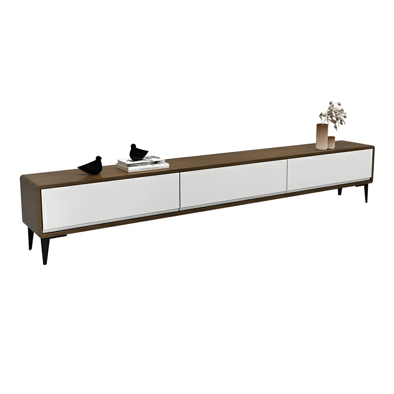 63 Modern Brown Rectangle 3-Drawer Pine Wood TV Stand