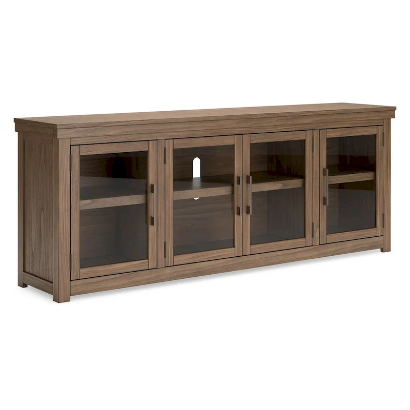 85-Inch TV Media Console with 4 Glass Doors and Adjustable Shelves