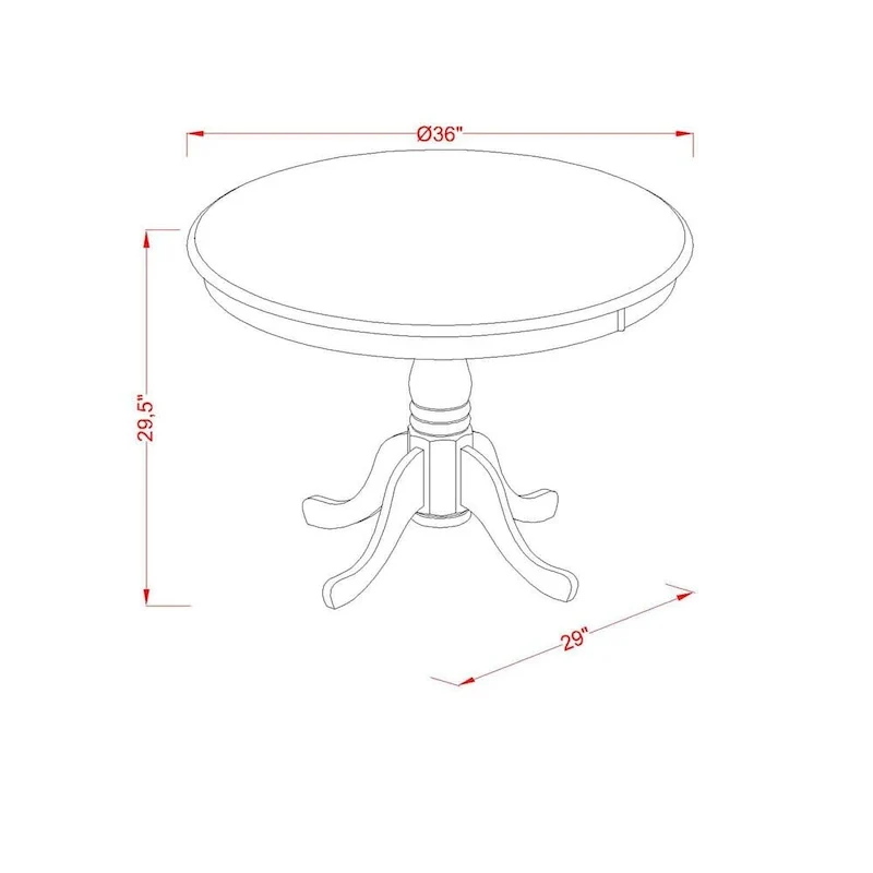 East West Furniture Antique Modern Kitchen Table - a Round Dining Table Top with Pedestal Base, Linen White
