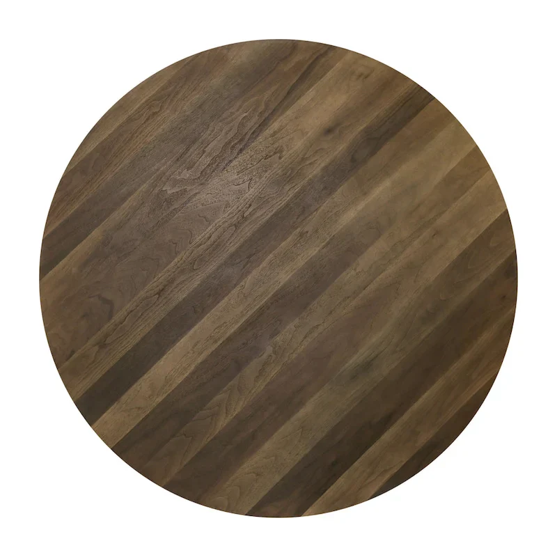 Round Walnut Wood Dining Table, 53-Inch