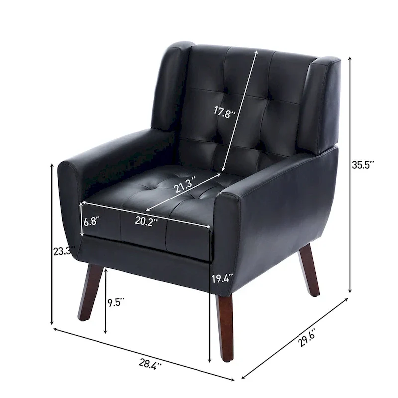 Tufted Upholstered Armchair with Wood Legs